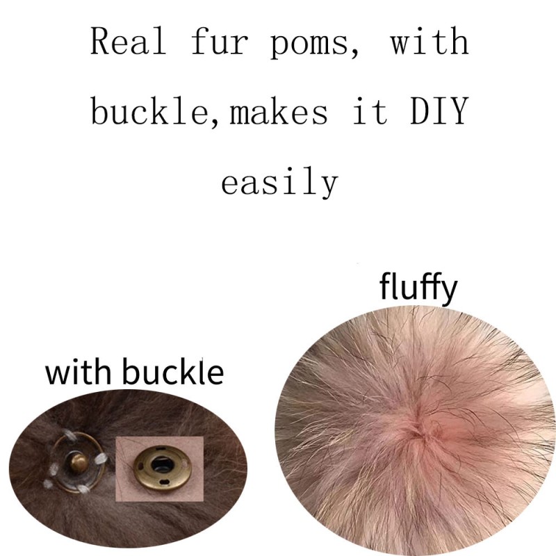 Fur Pom Factory - 5.12" Natural Raccoon Fur Ball