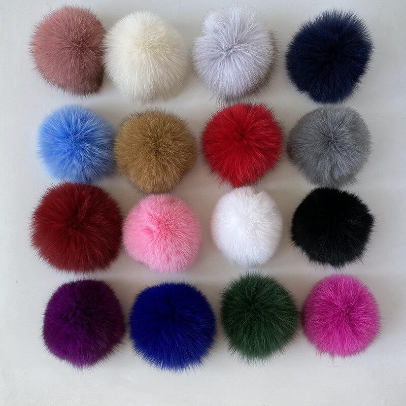 Fox Fur Pom Manufacturer - 10cm Natural for Hats Shoes