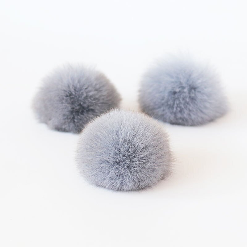 Fox Fur Pom Factory - 8cm Natural Pompon with Rubberband