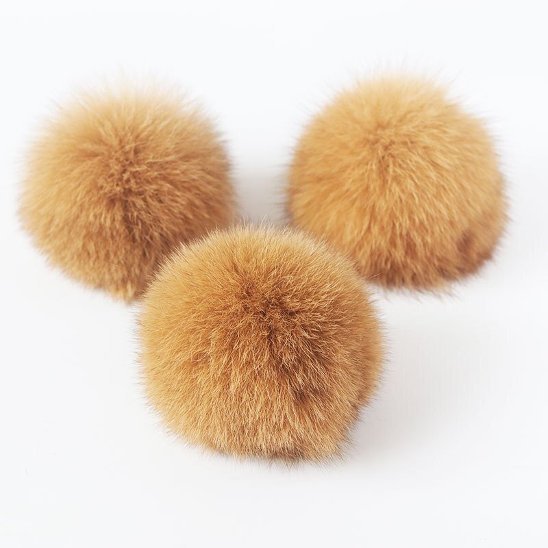Fox Fur Pom Factory - 8cm Natural Pompon with Rubberband