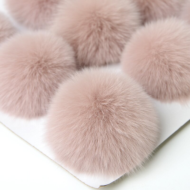 Fox Fur Pom Factory - 8cm Natural Pompon with Rubberband