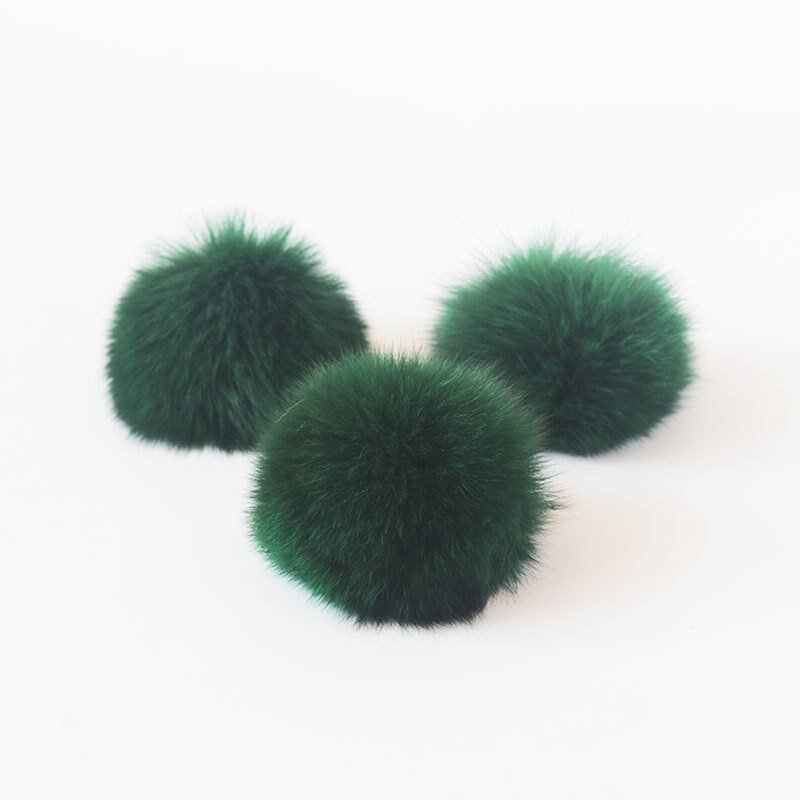 Fox Fur Pom Factory - 8cm Natural Pompon with Rubberband