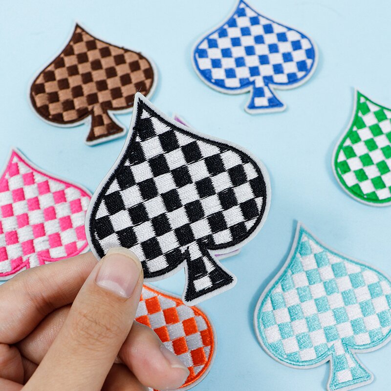 Iron on Patch Factory - Embroidered Checkered Spade Design