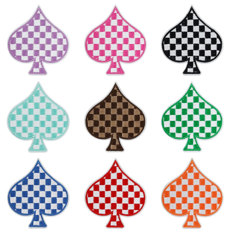 Iron on Patch Factory - Embroidered Checkered Spade Design