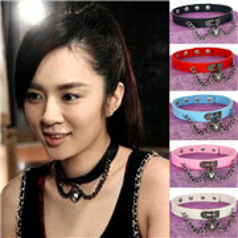 Choker Factory - Punk Leather Metal Collar Necklace