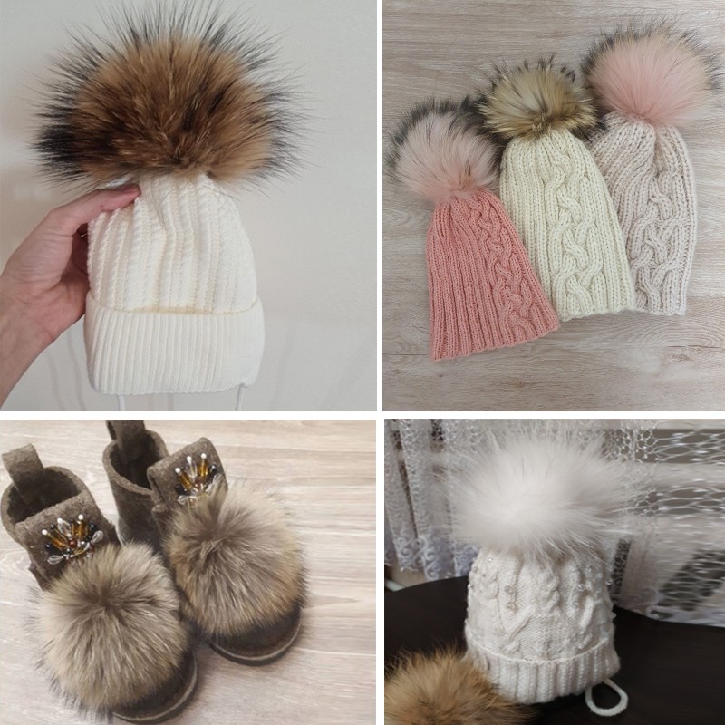Fur Ball Factory - Big Raccoon Pom for Shoes Boots