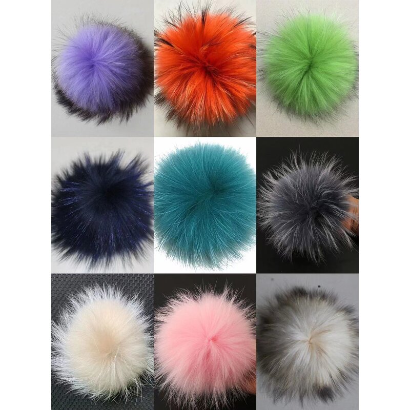 Fur Pompom Manufacturer - Natural Raccoon Pom with Buckle