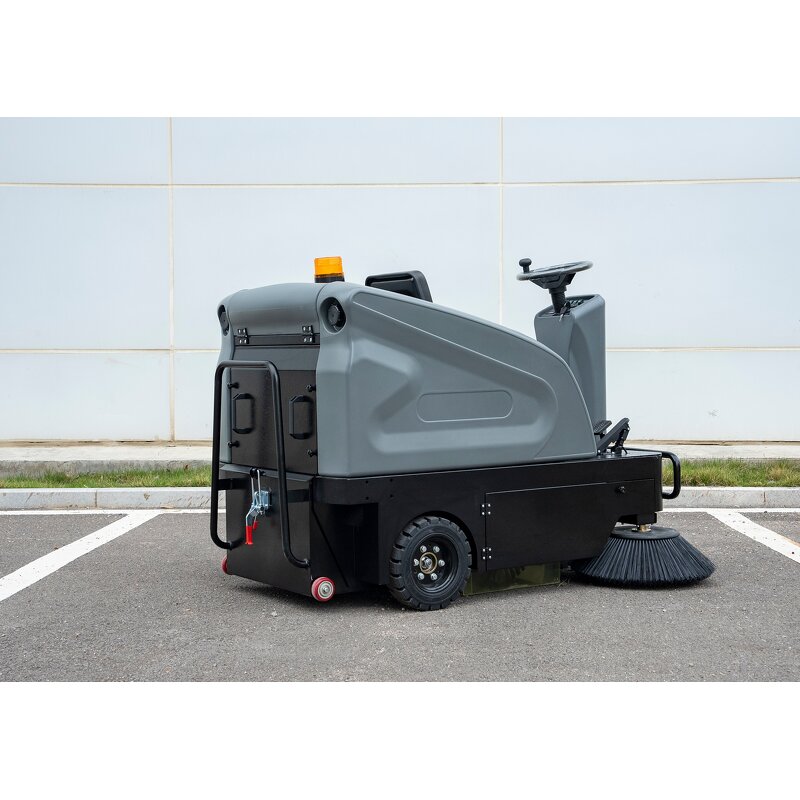 Battery Powered Ride-On Sweeper - Dust Control Factory