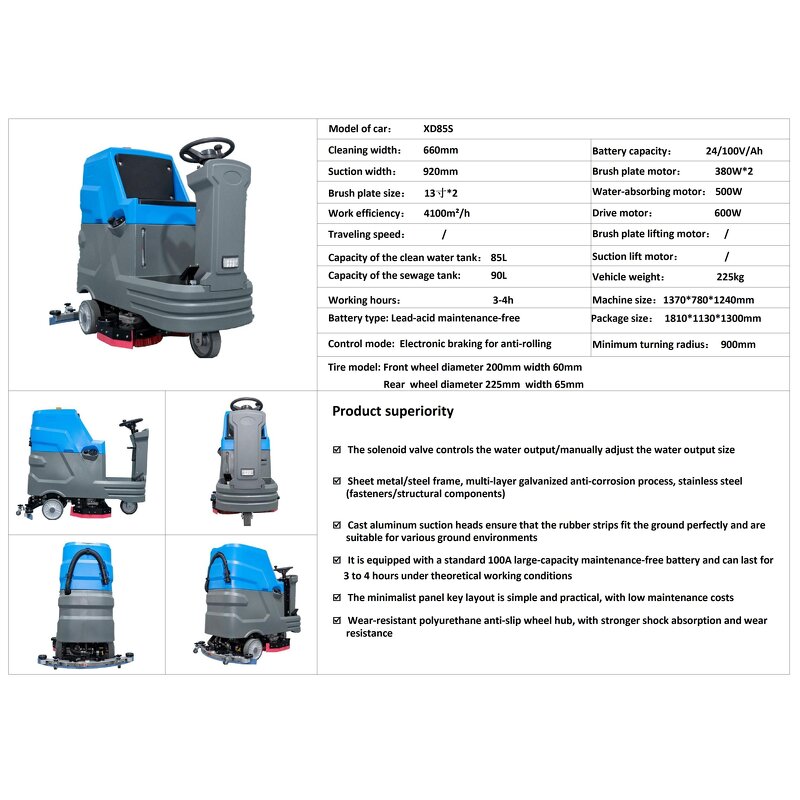 Industrial Ride-On Floor Scrubber - 85L 24V Factory