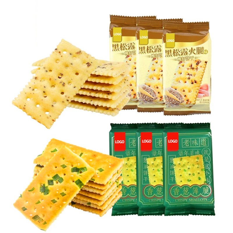 Free Sample OEM ODM Custom Package Snack Sesame Milk Salt Chive Scallion Variety Flavor Soda Biscuits and Cookies