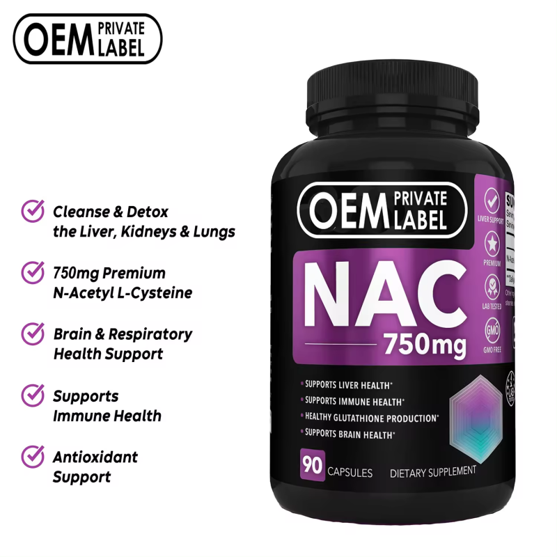 Biocaro Private Label Best Price Immune and Liver Health N-Acetyl-L-Cysteine Supplement Nac Capsules Nac 750Mg Capsules