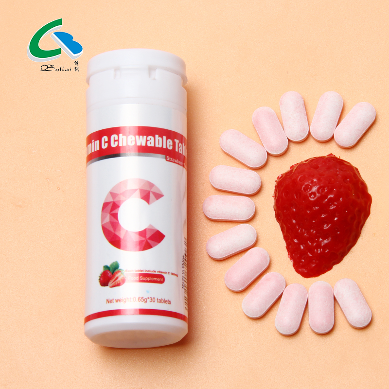 BIOCRICH OEM Private Label Skin Whitening Immunity Supplements Custom Vitamin C 100mg 500mg Chewable Tablets