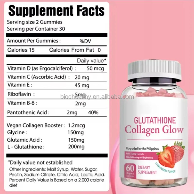 OEM Private Label Brightening Gummies L-Glutathione Collagen Supplements Collagen L-glutathione Gummies