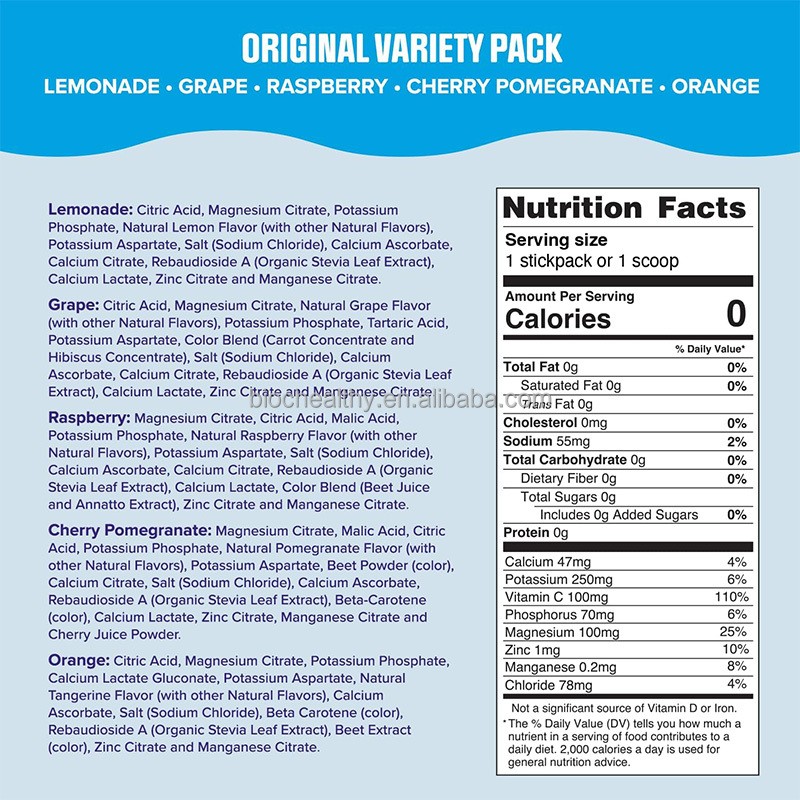 BIOCCHN Replenisher Electrolyte Drink Mix Hydration Packets with 6 Electrolytes & Minerals Keto, Non-GMO Electrolyte Powder