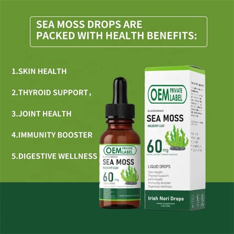 Biocaro OEM Vegan Organic Sea Moss Drops Vitamin Seamoss Liquid Drops Irish Sea Moss Detox Cleanse Drops