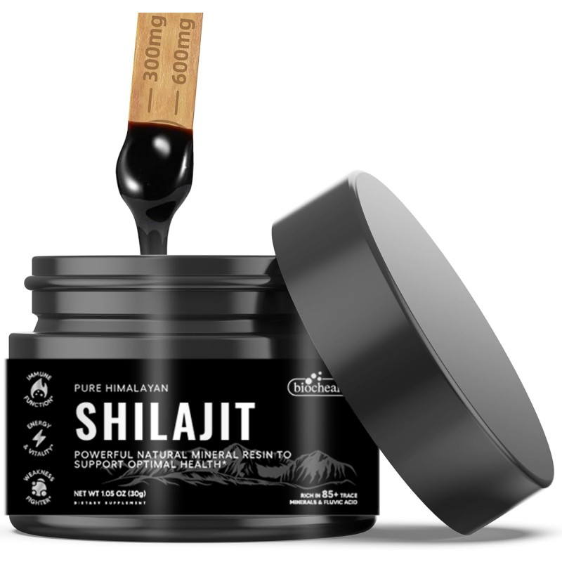 Biocaro Himalayan Shilajit 30g 50g 60g Pure Shilajit Resin with 50%-75% Shilajit Fulvic Acid