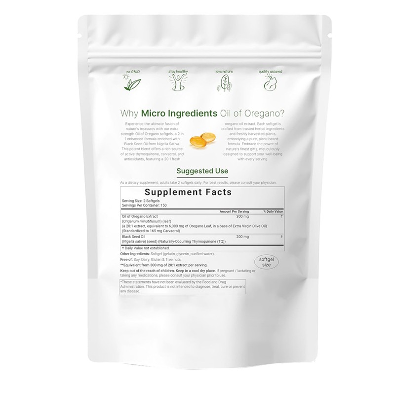 BIOCCHN Private Label Black Seed Oil Antioxidants Dietary Healthcare Supplement Oregano Oil of Oregano Oil Capsules