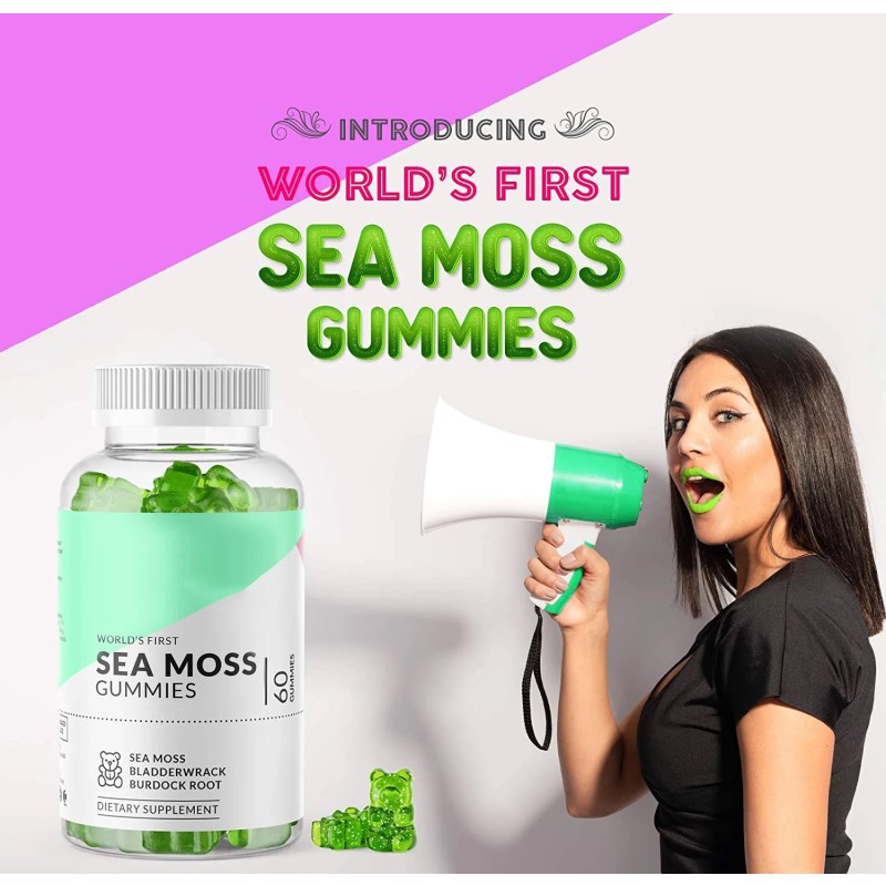 Private Label Vegan Sea Moss Gummies for Immune System Sea Moss and Bladderwrack Gummies Gummi Vitamin