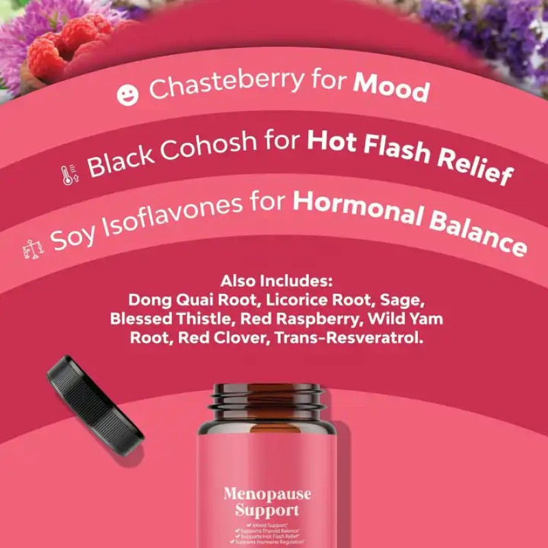 Biocaro OEM Mood Support Capsules Menopause Relief & Hormone Balance Gummies Complete Herbal Menopause Supplement for Women