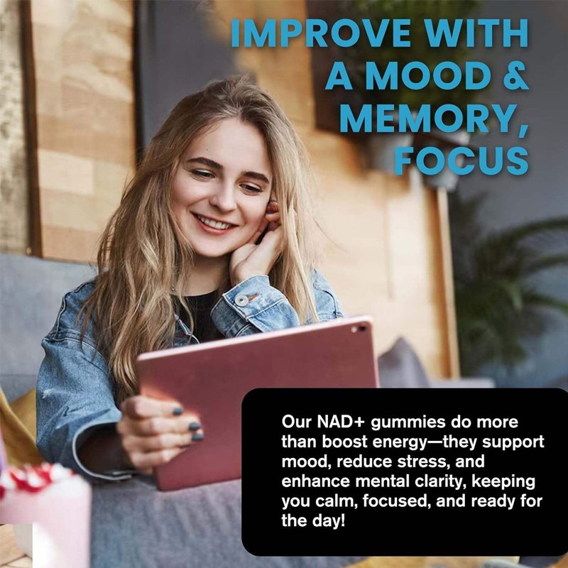 BIOCCHN NAD+ Gummies NAD Resveratrol Supplement NAD Supplements for Women Aging Nicotinamide Riboside Boost Vitamin B3 Zinc