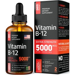 New Arrival Natural Vitamin B12 Drops 5000 Mcg Energy, Mood & Metabolism Increase Methylcobalamin B12 Liquid Supplement