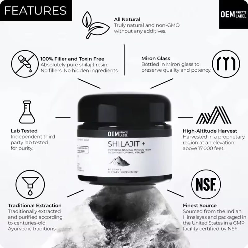 OEM Private Label Shilajit Resin with Fulvic Acid Trace Minerals Custom Organic Pure Himalayan Shilajit Resin Supplement