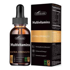 Biocaro OEM Multivitamin Liquid Drops with Biotin Vitamin D3 Vitamin B12 Supplement for Adults & Kids Multivitamin Drops