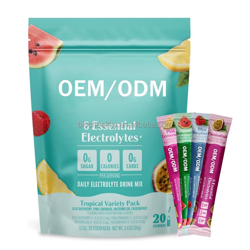 BIOCRICH Oem Electrolyte Stick Drink Mix Vitamin Supplement Powder Packets Hydration Electrolyte Powder