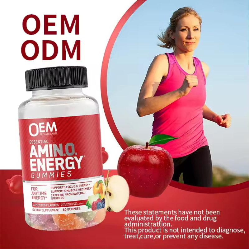 BIOCRICH OEM Sugar Free Fruit Energy Pre Workout Gummies Supplements with Amino Acid and Caffeine Gummies