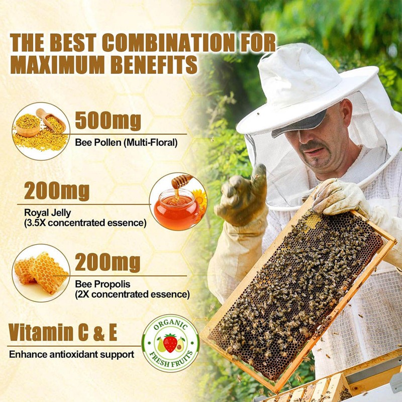 BIOCCHN Private Label Bee Pollen Gummies Bee Propolis Gummies Sugar Free Bee Pollen Supplement for Immunity & Skin Health