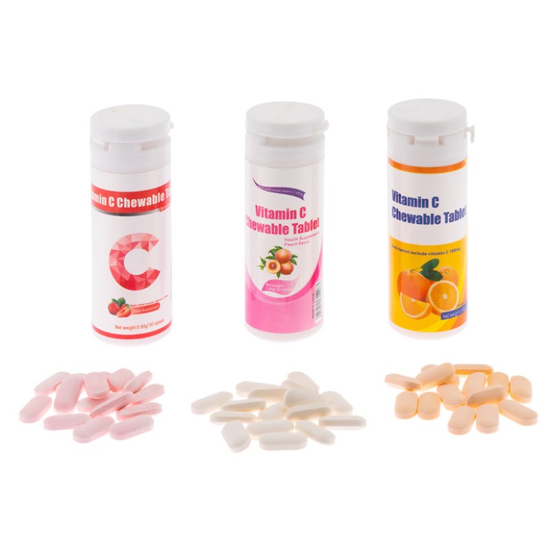 BIOCRICH OEM Private Label Skin Whitening Immunity Supplements Custom Vitamin C 100mg 500mg Chewable Tablets