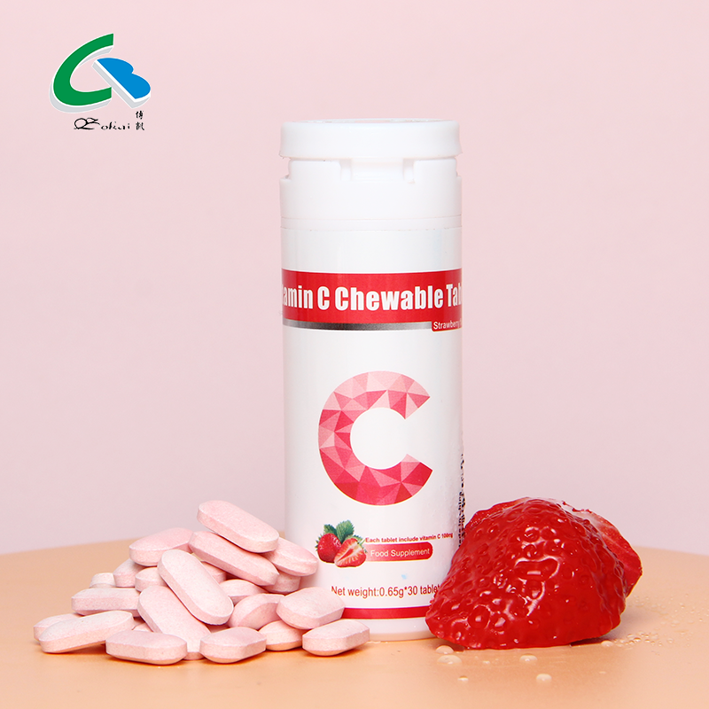 BIOCRICH OEM Private Label Skin Whitening Immunity Supplements Custom Vitamin C 100mg 500mg Chewable Tablets