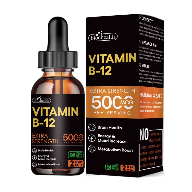 Biocaro OEM Multivitamin Liquid Drops with Biotin Vitamin D3 Vitamin B12 Supplement for Adults & Kids Multivitamin Drops