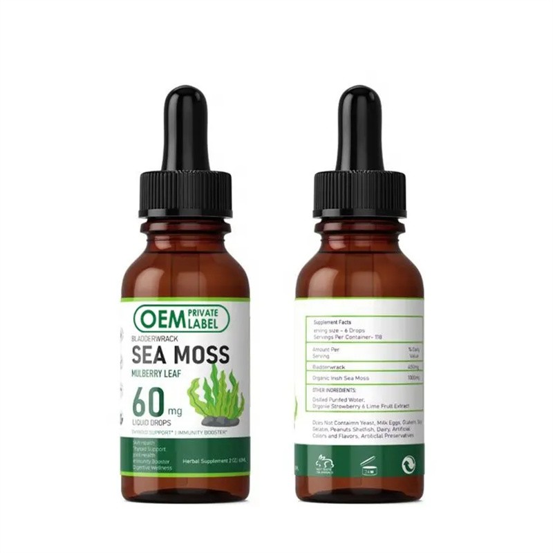 Biocaro OEM Vegan Organic Sea Moss Drops Vitamin Seamoss Liquid Drops Irish Sea Moss Detox Cleanse Drops