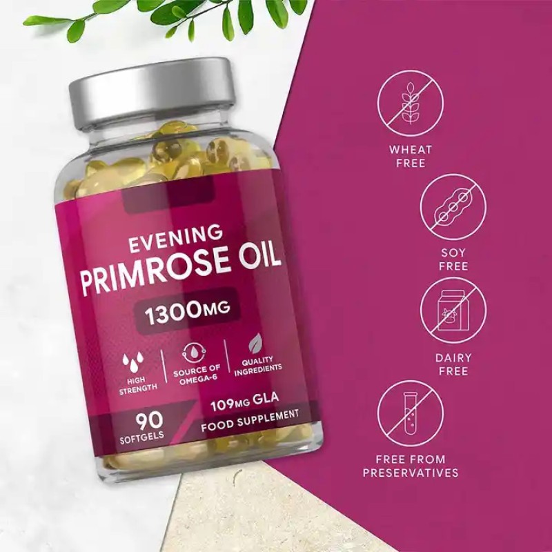 Biocaro Private Label Natural Balance Support Supplement Capsules for Women Skin Health Evening Primrose Oil Capsule Softgel