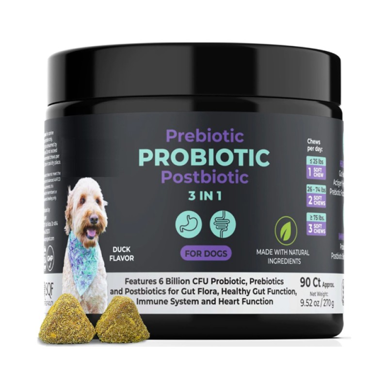 3-in-1 Promote Digestion Dog Probiotic Chews OEM Flavor Soft Chews Supplement for Dogs