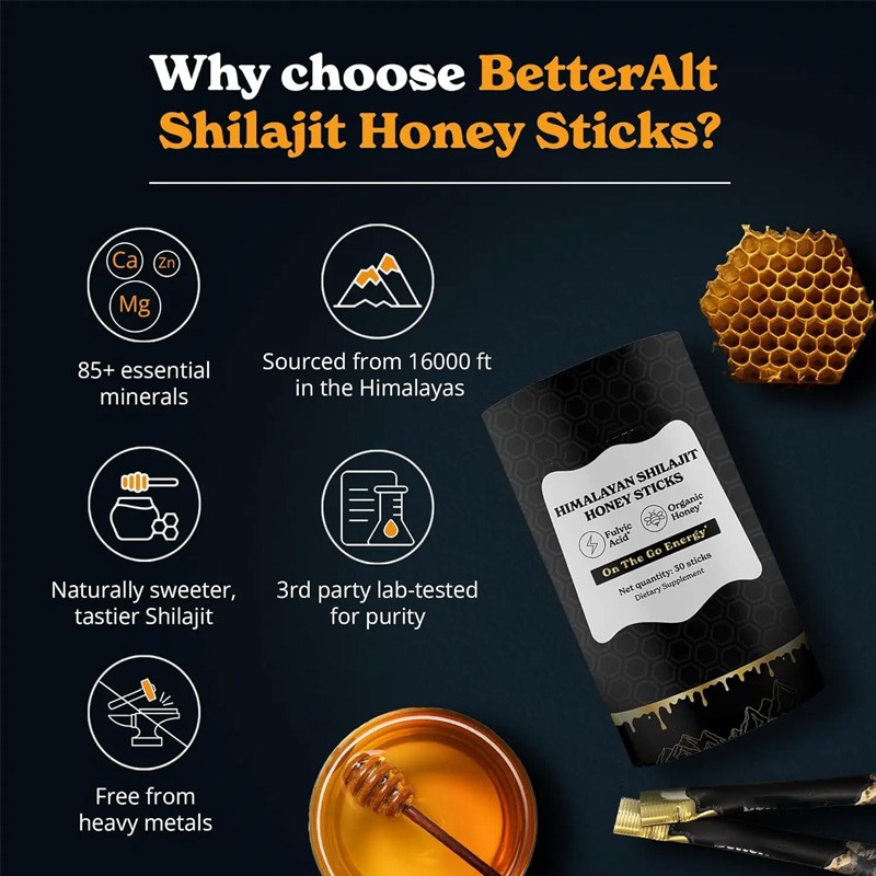 Custom Pure Himalayan Shilajit Resin Sticks with Organic Honey 30 Sticks Himalayan Shilajit Honey Sticks