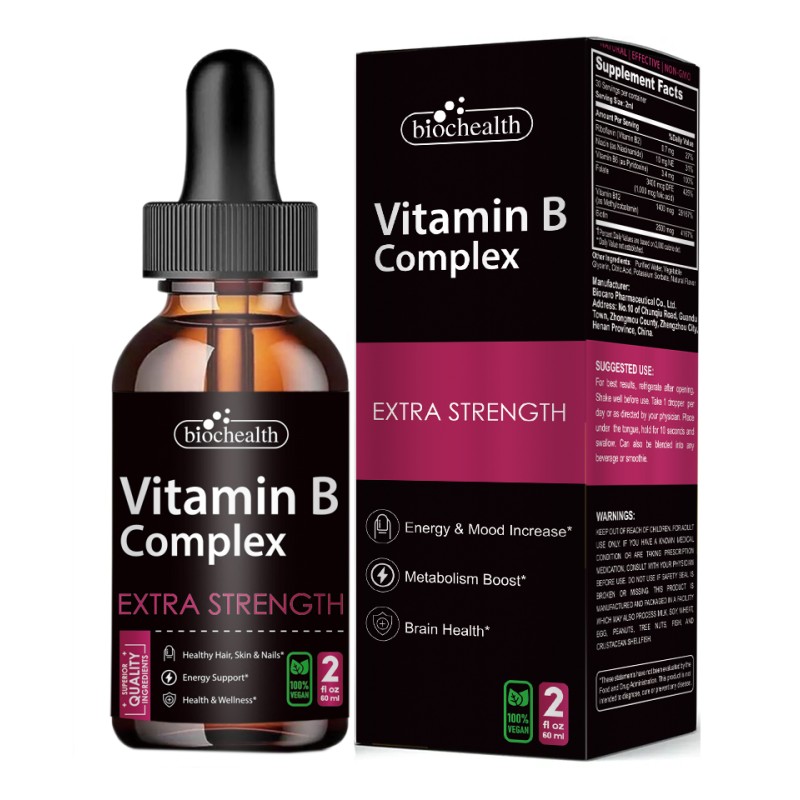 Biocaro OEM Multivitamin Liquid Drops with Biotin Vitamin D3 Vitamin B12 Supplement for Adults & Kids Multivitamin Drops