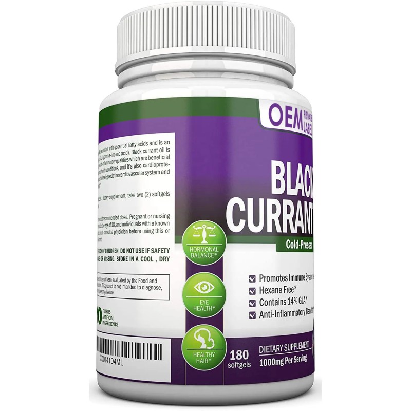 Biocaro Black Currant Oil Capsules 140mg GLA Pure Seed Regulates Hormonal Balance Supplement Antioxidant Vitamin C