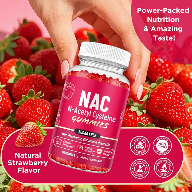 BIOCCHN OEM NAC Gummies N Acetyl Cysteine Supplement with Resveratrol, Magnesium, CoQ10, NAC for Antioxidants & Immune Support