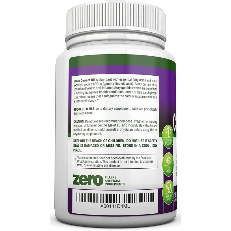 Biocaro Black Currant Oil Capsules 140mg GLA Pure Seed Regulates Hormonal Balance Supplement Antioxidant Vitamin C