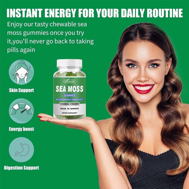 BIOCCHN OEM Private Label Sea Moss Gummies Organic Burdock Root Gummies Sea Moss and Bladderwrack Gummies Seamoss Supplement