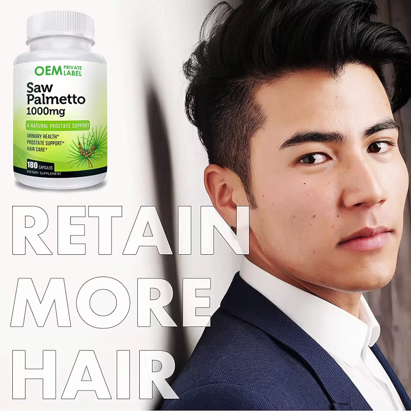 Biocaro Private Label OEM 60 Counts Men Capsule Prostate Health Prevent Hair Loss and Gluten-Free Saw Palmetto Capsules