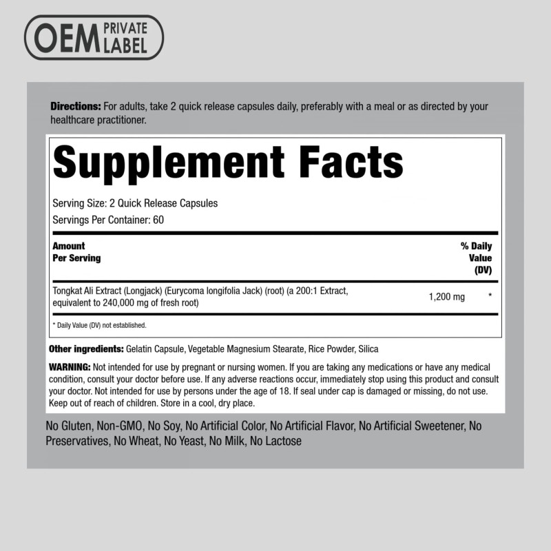 Biocaro OEM Private Label Male Enhancement Pills Man Power Maca Root Capsule Horny Goat Weed and Tongat ali Capsules