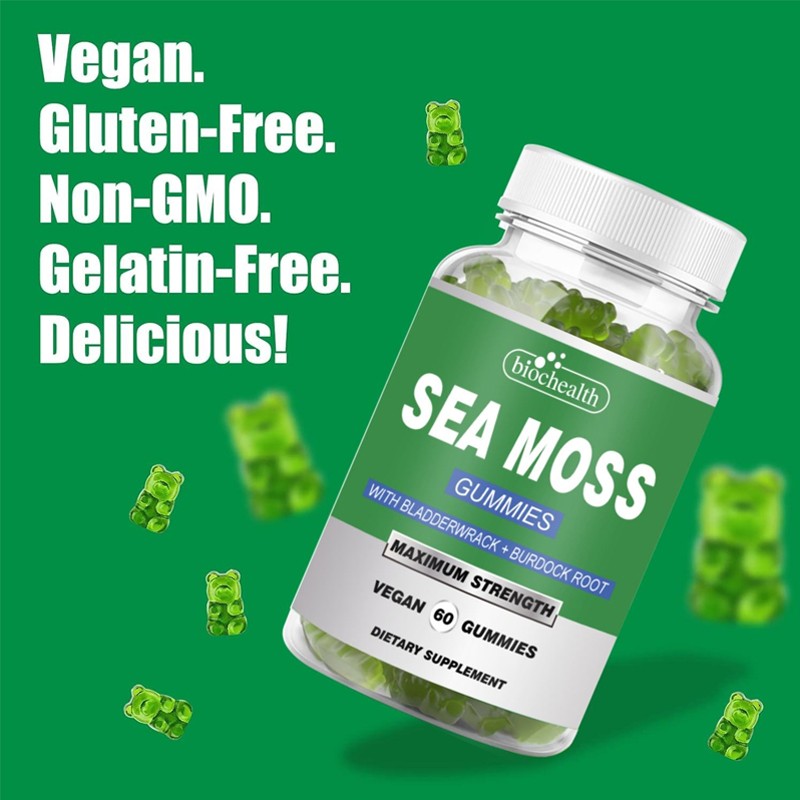 BIOCCHN OEM Private Label Sea Moss Gummies Organic Burdock Root Gummies Sea Moss and Bladderwrack Gummies Seamoss Supplement