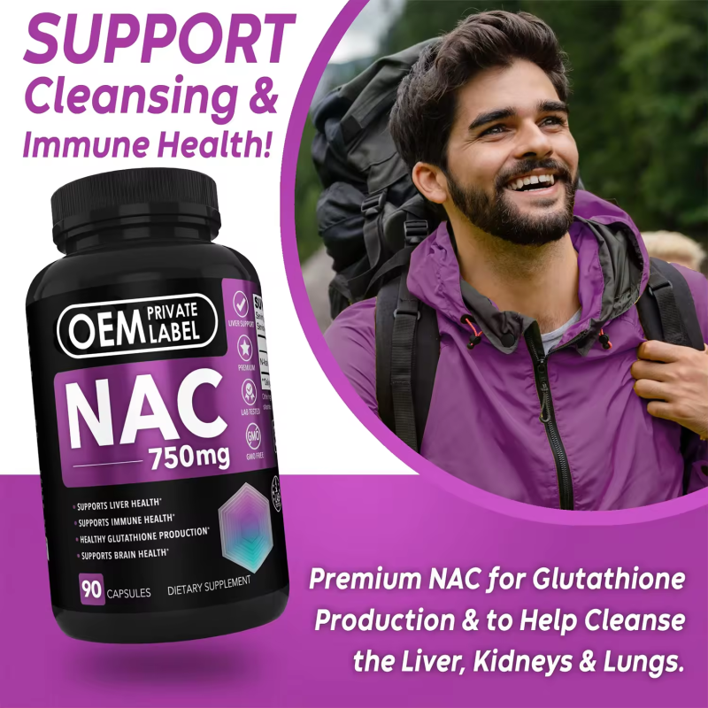 Biocaro Private Label Best Price Immune and Liver Health N-Acetyl-L-Cysteine Supplement Nac Capsules Nac 750Mg Capsules