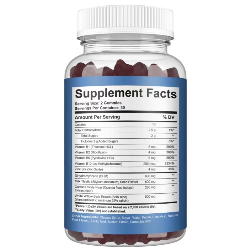 Biocaro OEM Vegan Gummy Candy Hangover Gummies Support Liver Cleaner Anti-alcohol Hangover Relief Supplements