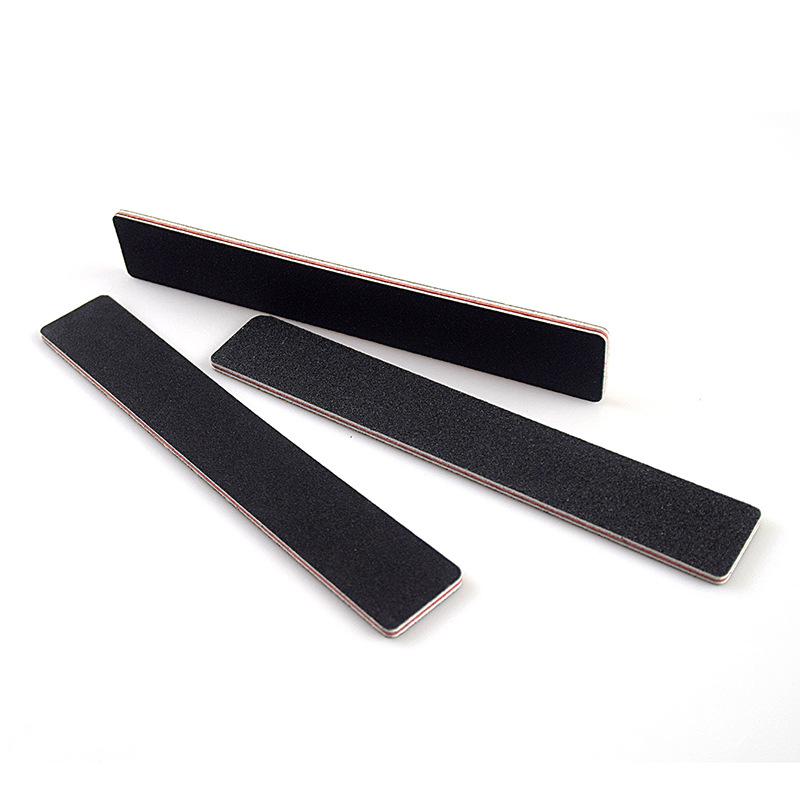 OEM Custom Logo Professional Black Rectangle Nail File with 100/180 80/80 Grit Zebra Sandpaper Emery Double Side Washable