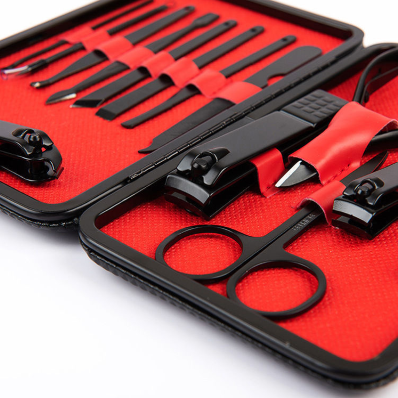 24-Piece Black Oblique Nail Clipper Set One-Piece Manicure Tool for Fingers Pedicure Scissors Personal Use