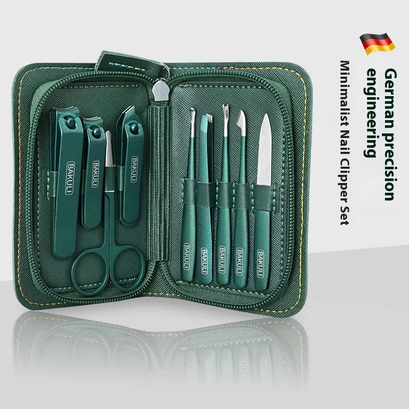 Leather Holster Nail Clipper Set Beauty Tool with Ear Scoop Eyebrow Scissors Tweezers for Dead Skin Pedicure Gift